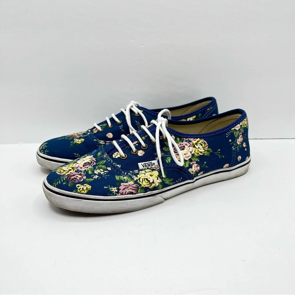Vans Blue Sneakers with Floral Print Size 7.5 Women’s